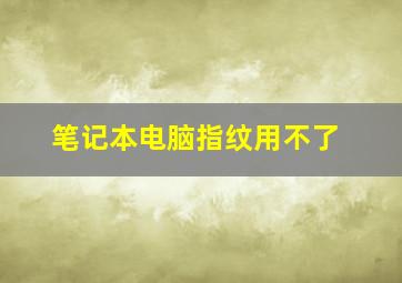 笔记本电脑指纹用不了