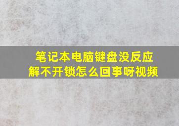 笔记本电脑键盘没反应解不开锁怎么回事呀视频