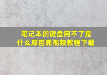 笔记本的键盘用不了是什么原因呢视频教程下载