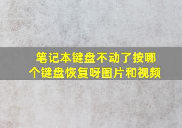 笔记本键盘不动了按哪个键盘恢复呀图片和视频