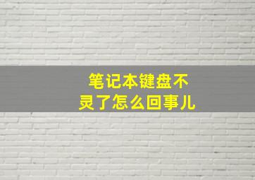 笔记本键盘不灵了怎么回事儿