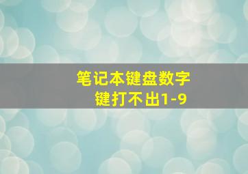 笔记本键盘数字键打不出1-9