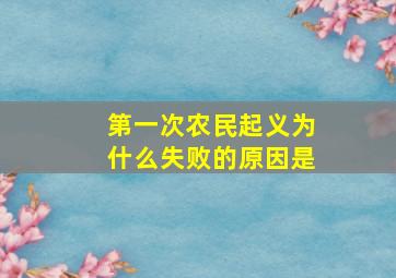 第一次农民起义为什么失败的原因是