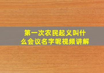 第一次农民起义叫什么会议名字呢视频讲解