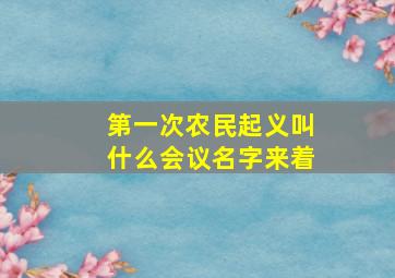 第一次农民起义叫什么会议名字来着