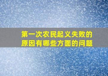 第一次农民起义失败的原因有哪些方面的问题