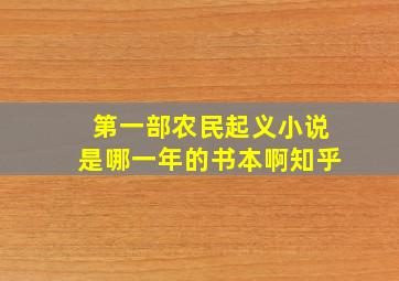 第一部农民起义小说是哪一年的书本啊知乎