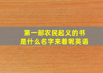 第一部农民起义的书是什么名字来着呢英语