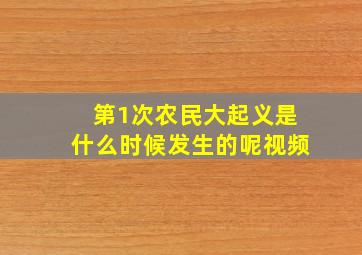 第1次农民大起义是什么时候发生的呢视频