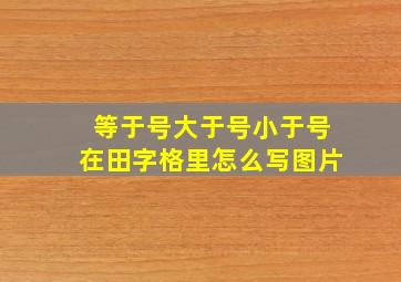 等于号大于号小于号在田字格里怎么写图片