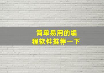 简单易用的编程软件推荐一下