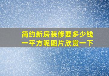 简约新房装修要多少钱一平方呢图片欣赏一下