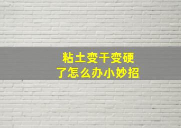 粘土变干变硬了怎么办小妙招