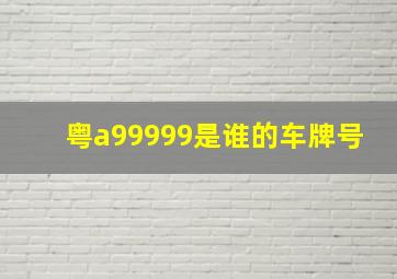 粤a99999是谁的车牌号