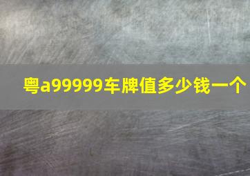 粤a99999车牌值多少钱一个