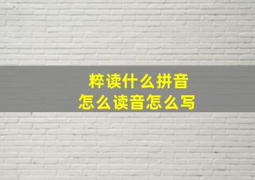 粹读什么拼音怎么读音怎么写