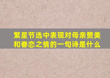 繁星节选中表现对母亲赞美和眷恋之情的一句诗是什么