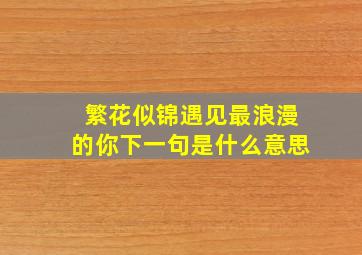 繁花似锦遇见最浪漫的你下一句是什么意思