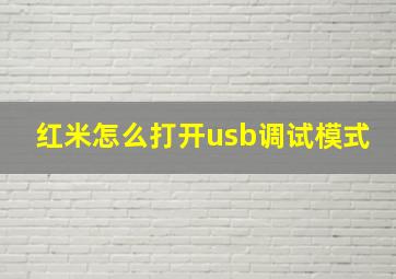 红米怎么打开usb调试模式