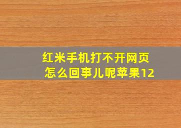 红米手机打不开网页怎么回事儿呢苹果12