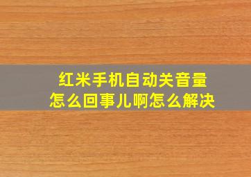 红米手机自动关音量怎么回事儿啊怎么解决