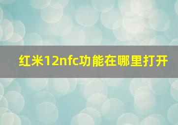 红米12nfc功能在哪里打开