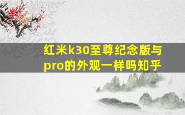 红米k30至尊纪念版与pro的外观一样吗知乎