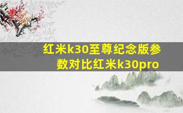 红米k30至尊纪念版参数对比红米k30pro