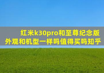 红米k30pro和至尊纪念版外观和机型一样吗值得买吗知乎