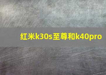 红米k30s至尊和k40pro