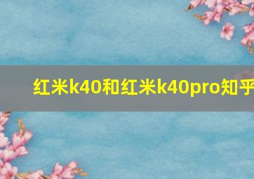 红米k40和红米k40pro知乎