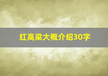 红高粱大概介绍30字