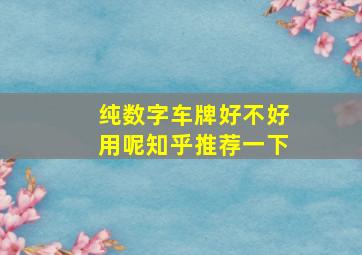 纯数字车牌好不好用呢知乎推荐一下