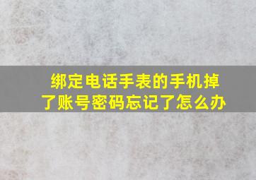 绑定电话手表的手机掉了账号密码忘记了怎么办