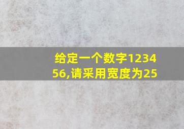 给定一个数字123456,请采用宽度为25