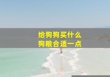 给狗狗买什么狗粮合适一点