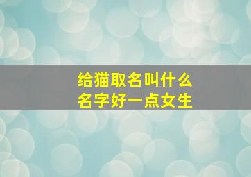 给猫取名叫什么名字好一点女生