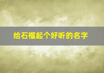 给石榴起个好听的名字