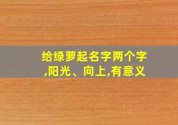 给绿萝起名字两个字,阳光、向上,有意义