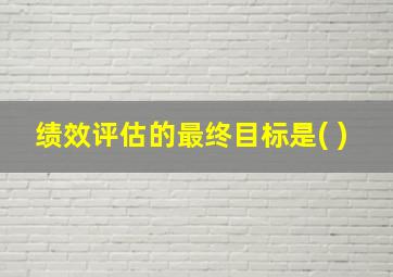 绩效评估的最终目标是( )