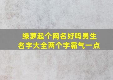 绿萝起个网名好吗男生名字大全两个字霸气一点