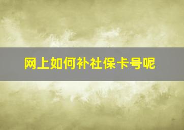 网上如何补社保卡号呢