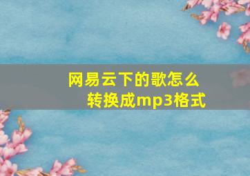 网易云下的歌怎么转换成mp3格式