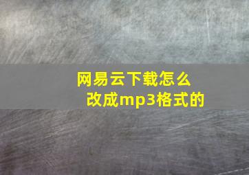 网易云下载怎么改成mp3格式的