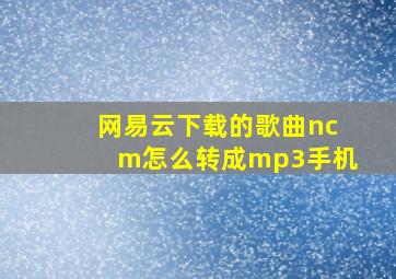 网易云下载的歌曲ncm怎么转成mp3手机