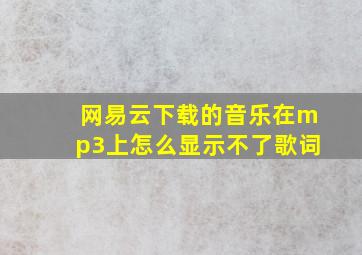 网易云下载的音乐在mp3上怎么显示不了歌词