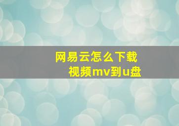 网易云怎么下载视频mv到u盘