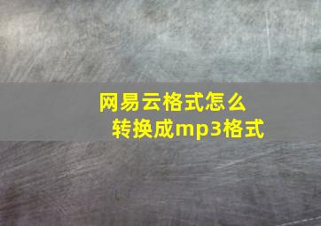 网易云格式怎么转换成mp3格式