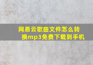 网易云歌曲文件怎么转换mp3免费下载到手机