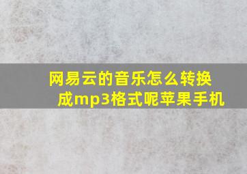 网易云的音乐怎么转换成mp3格式呢苹果手机